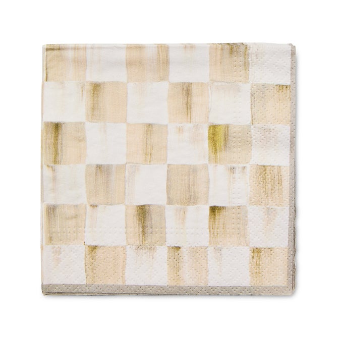 Mocha Check Cocktail Paper Napkins - {current_domain}