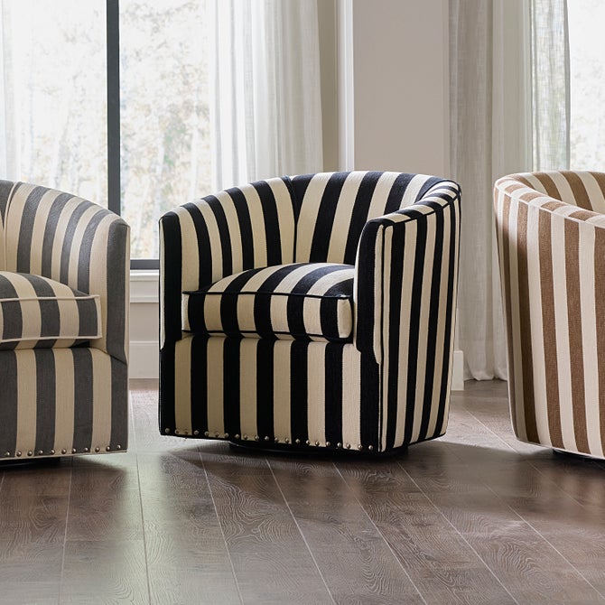 Marquee Black Stripe Chenille Swivel Chair - {current_domain}