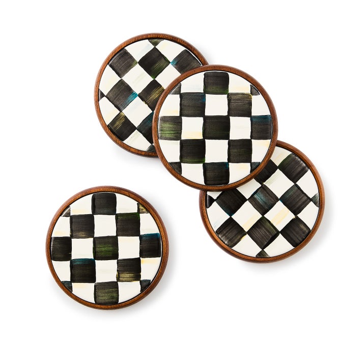 Courtly Check Enamel Coasters, Set of 4 - {current_domain}