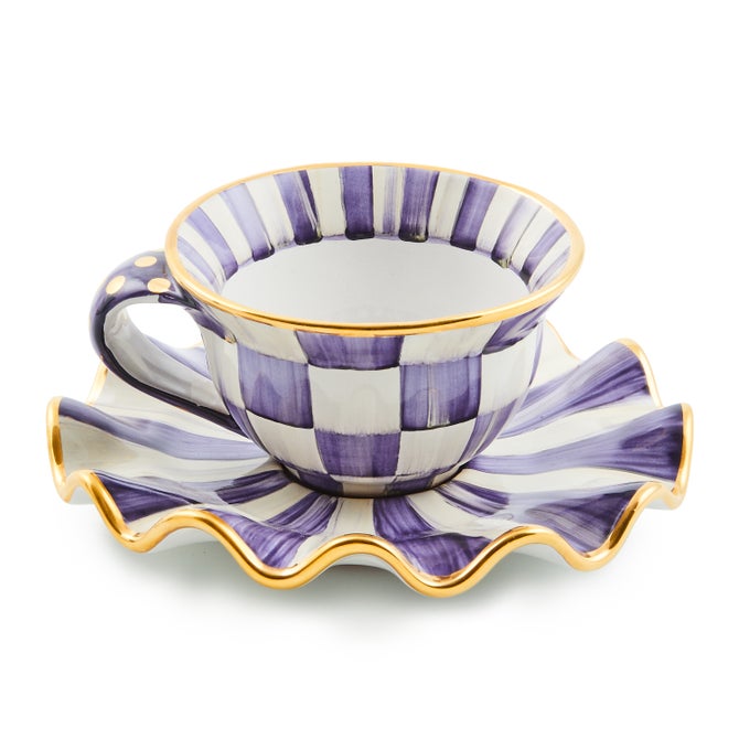 Plum Check Ceramic Saucer - {current_domain}