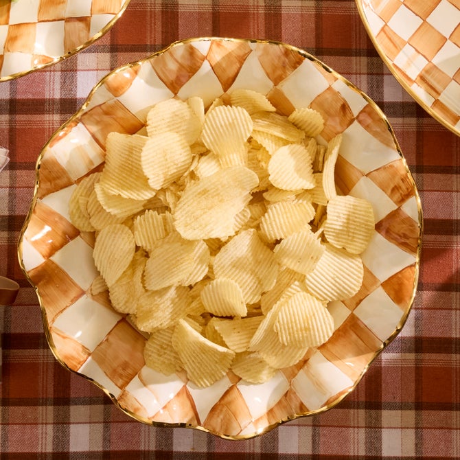 Ginger Check Medium Ceramic Fluted Serving Bowl - {current_domain}