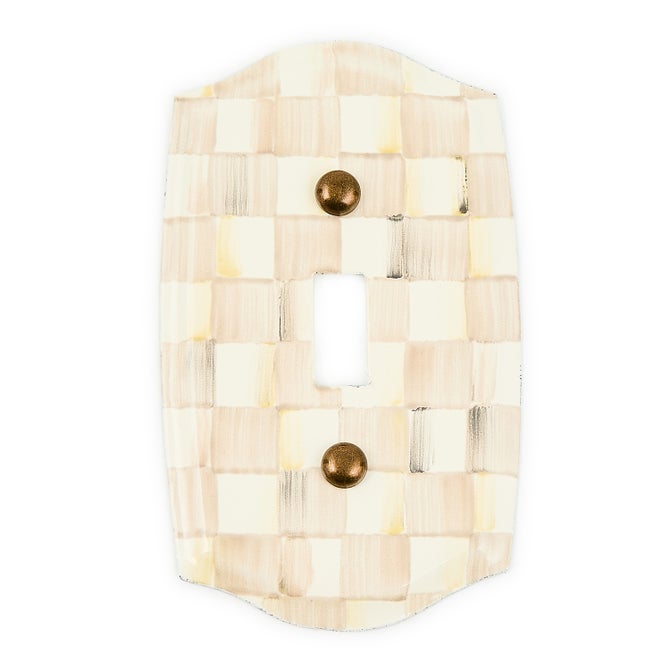 Mocha Check Single Toggle Switch Plate - {current_domain}