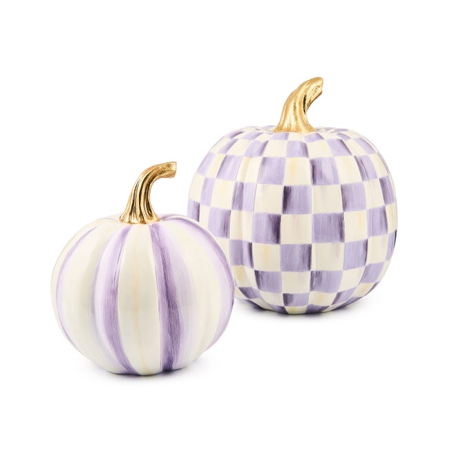 Classic Violet Stripe Small & Check Medium Pumpkin Set - {current_domain}
