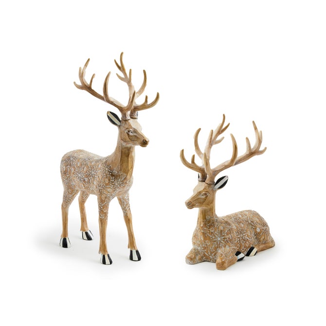 Farmhouse Holiday Block Print Deer, Set of 2 - {current_domain}