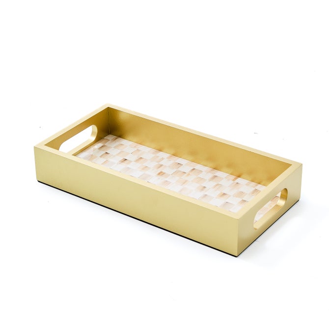 Mocha Check Glass Vanity Tray - {current_domain}