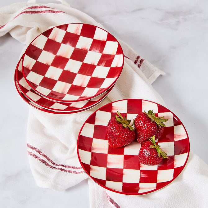 Cherry Check Appetizer Plates, Set of 4 - {current_domain}