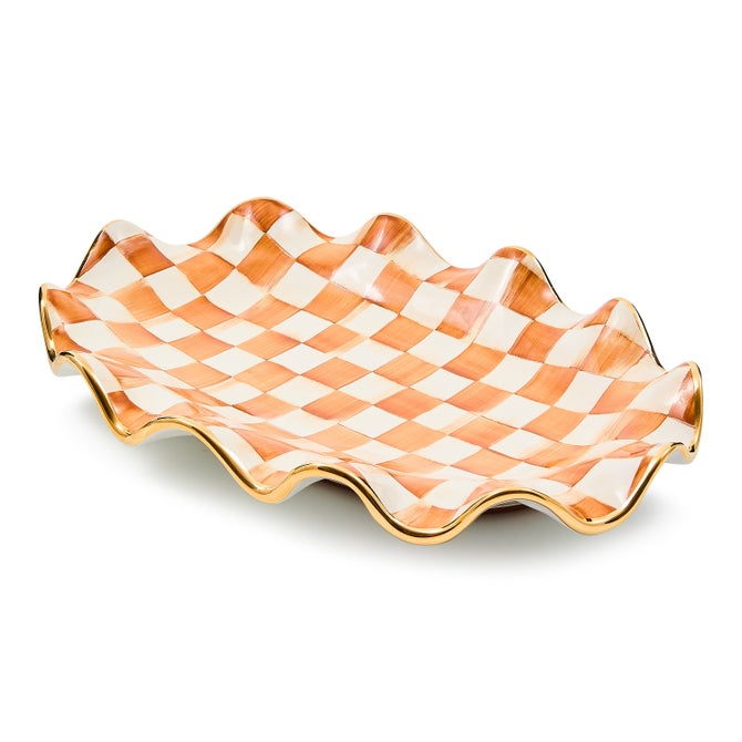 Ginger Check Ceramic Serving Platter - {current_domain}