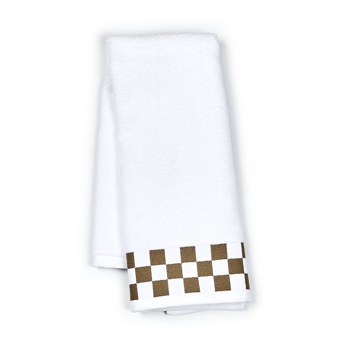 Hand Towel with Mocha Check Border - {current_domain}