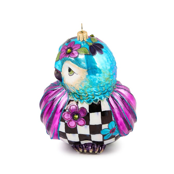 Floral Owl Glass Ornament - {current_domain}