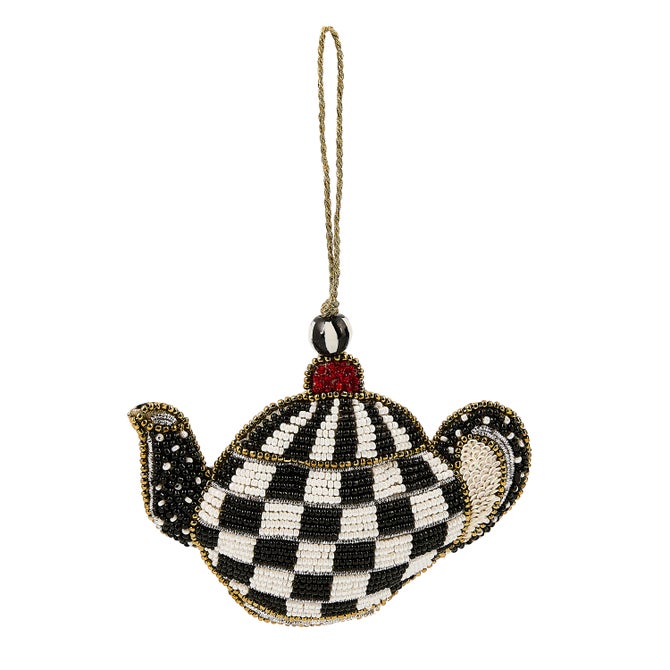 Courtly Check Teapot Beaded Ornament - {current_domain}