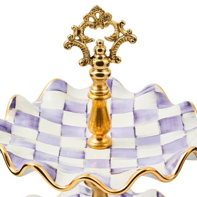 Plum Check Ceramic Two Tier Sweet Stand - {current_domain}