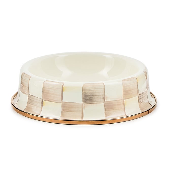 Mocha Check Small Pet Dish - {current_domain}