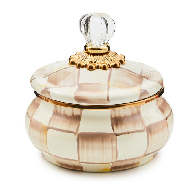 Mocha Check Squashed Pot - {current_domain}