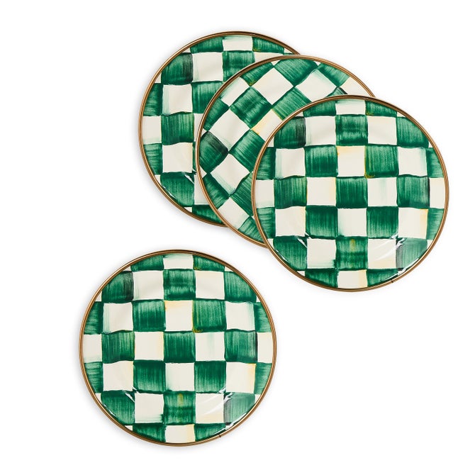 Emerald Check Appetizer Plates, Set of 4 - {current_domain}