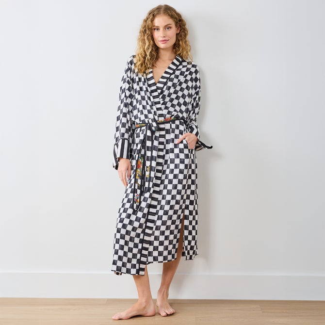 Courtly Flower Market Satin Robe - {current_domain}