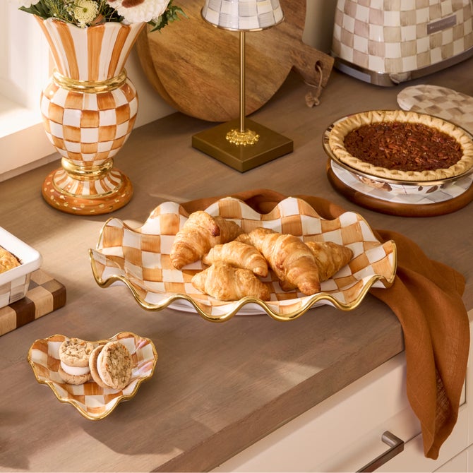 Ginger Check Ceramic Serving Platter - {current_domain}