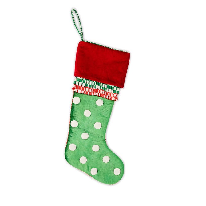 Check It Out Green & White Polka Dot Stocking - {current_domain}