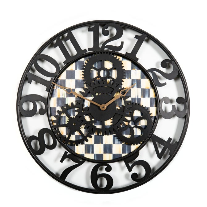 Courtly Check Large Farmhouse Wall Clock - {current_domain}