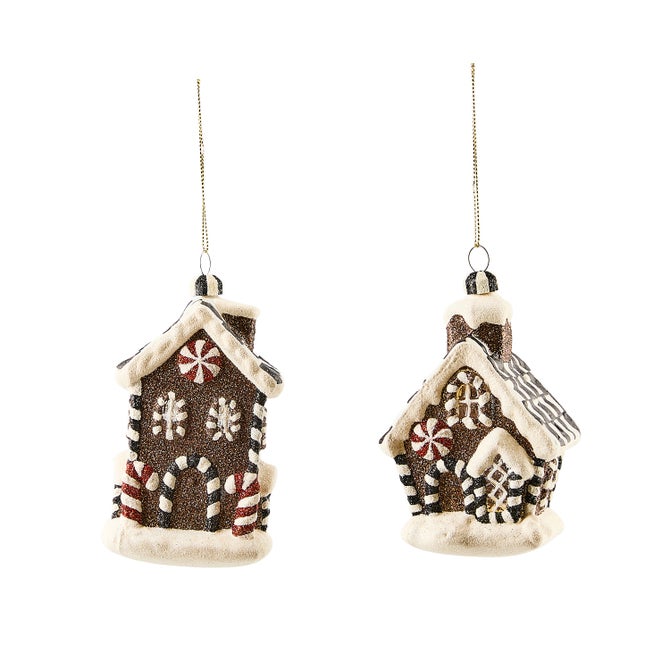 Gingerbread Glass House Ornaments, Set of 2 - {current_domain}