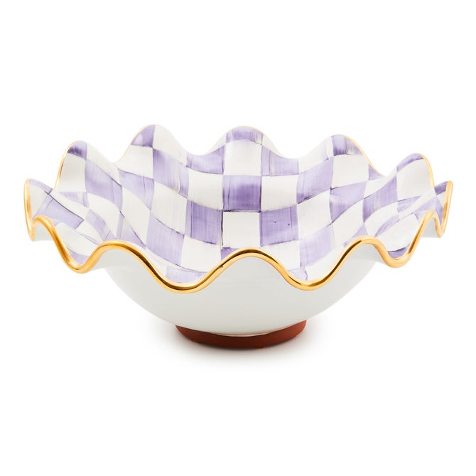 Plum Check Medium Ceramic Fluted Serving Bowl - {current_domain}