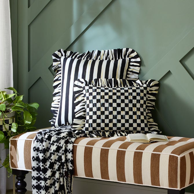 Courtly Check Ruffle Throw Pillow - {current_domain}