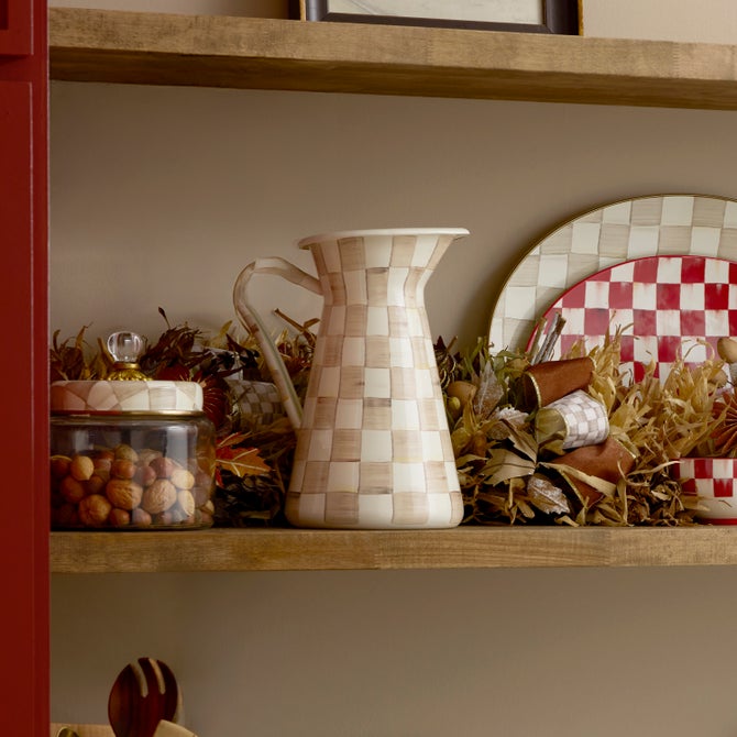 Mocha Check Large Practical Pitcher - {current_domain}