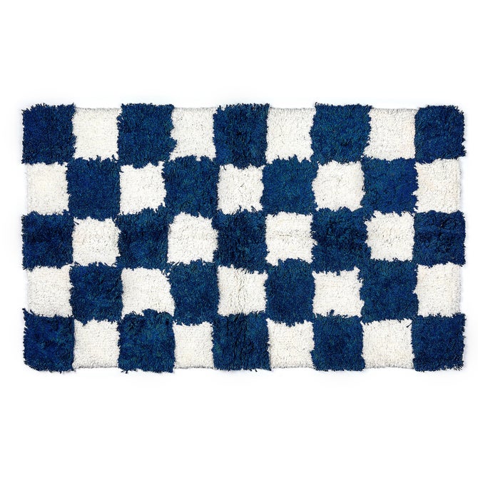 Checkerboard Navy Bath Rug - {current_domain}