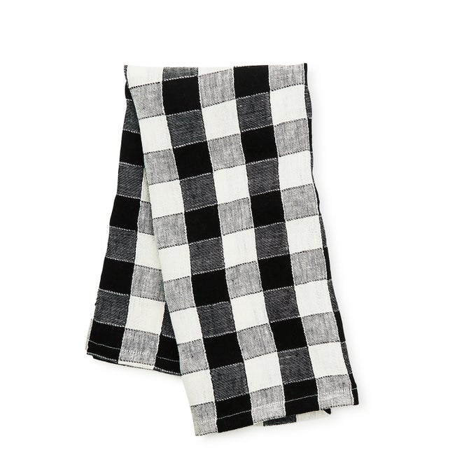 Black Check Linen Dish Towel - {current_domain}