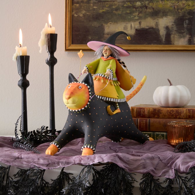 Patience Brewster Witch on Cat Figure - {current_domain}