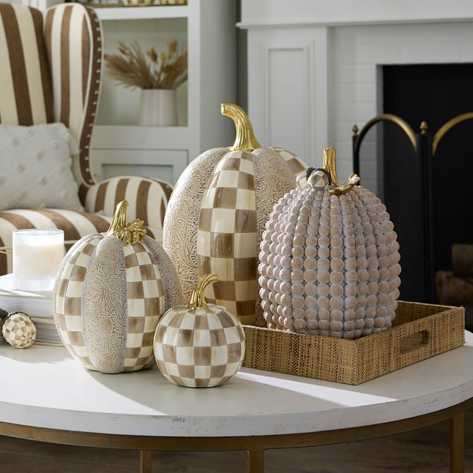 Mocha Check & Block Print Tall Pumpkin - {current_domain}