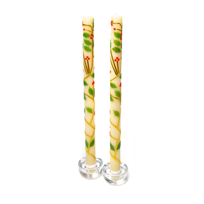 Holly Dinner Candles, Set of 2 - {current_domain}