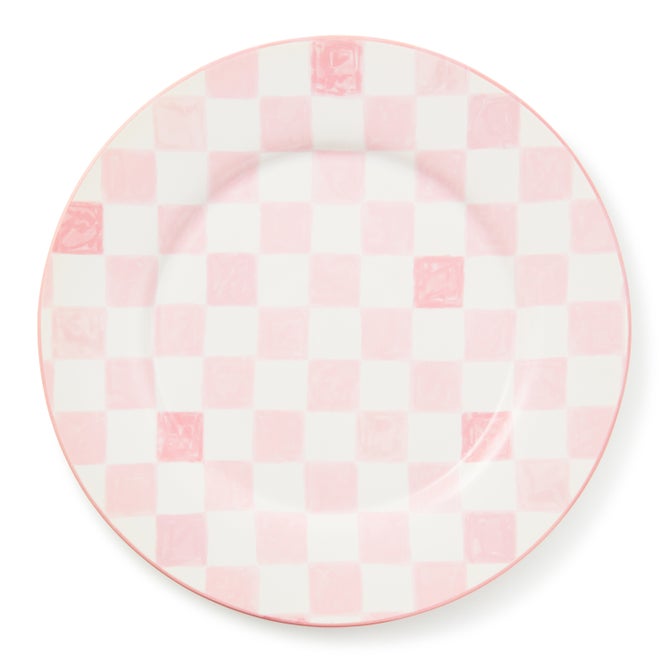 Pink Check Round Platter - {current_domain}