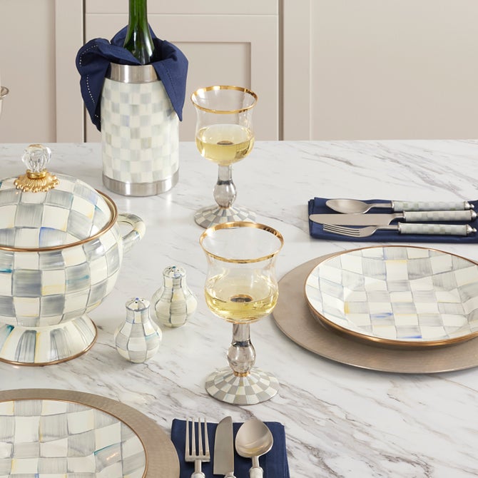 Sterling Check Wine Glass - {current_domain}