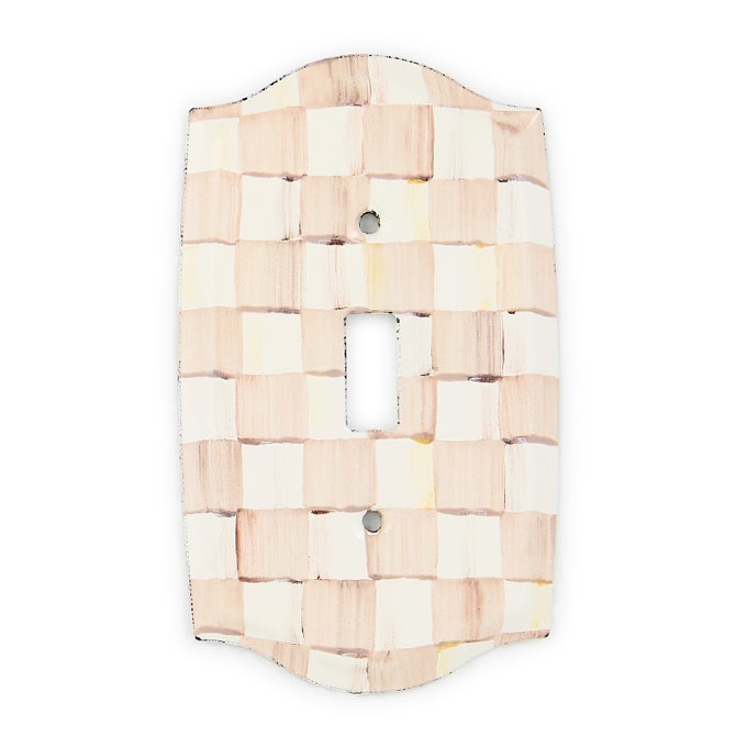 Mocha Check Single Toggle Switch Plate - {current_domain}