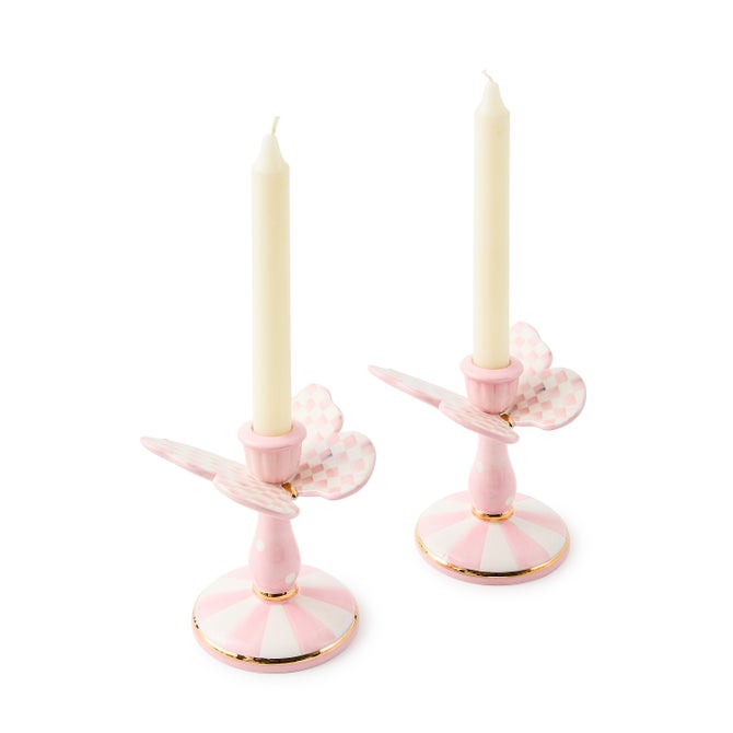 Rosy Check Tall Butterfly Candlesticks, Set of 2 - {current_domain}