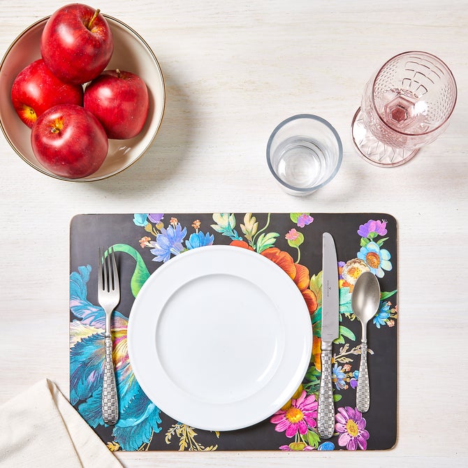 Black Flower Market Placemats, Set of 4 - {current_domain}