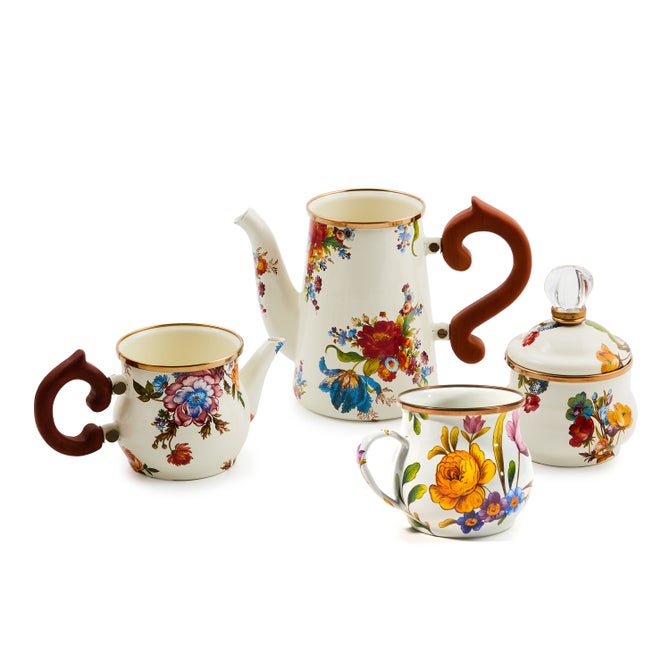 White Flower Market Stackable Coffee Set & Mugs Set - {current_domain}