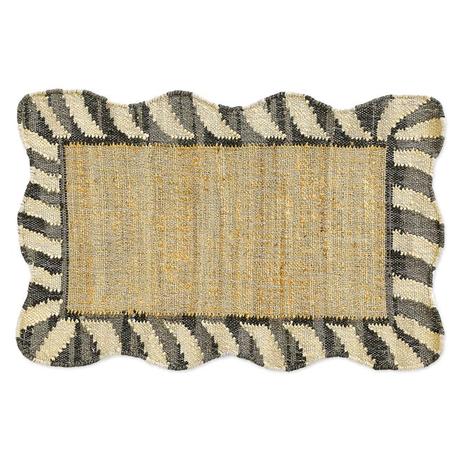 Jute Scalloped Black & White Rug - {current_domain}