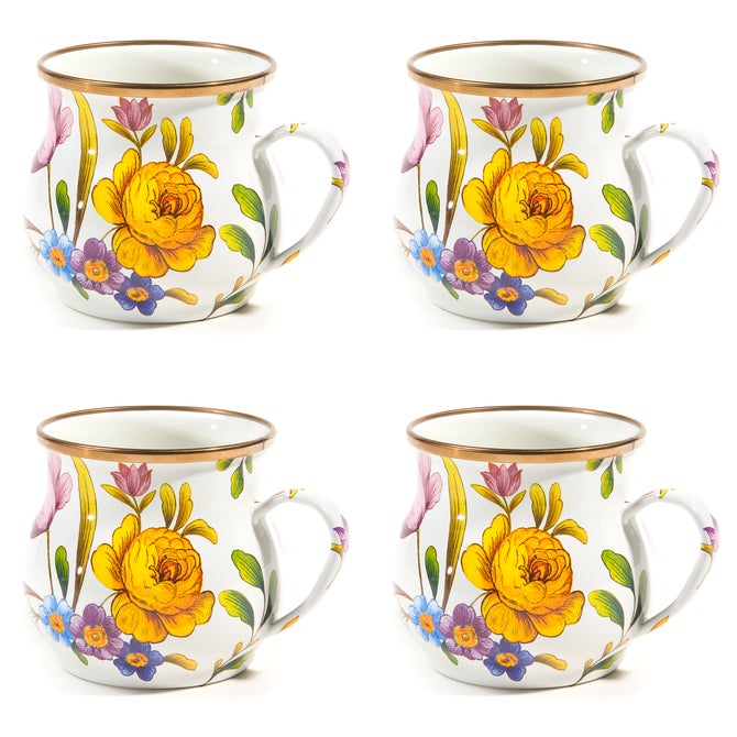 White Flower Market Mugs, Set of 4 - {current_domain}