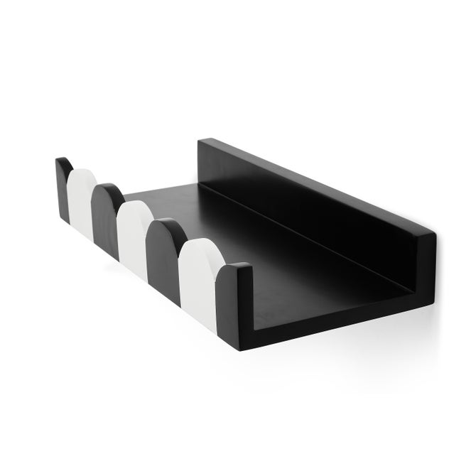 Scalloped Black & White Floating Shelf - {current_domain}