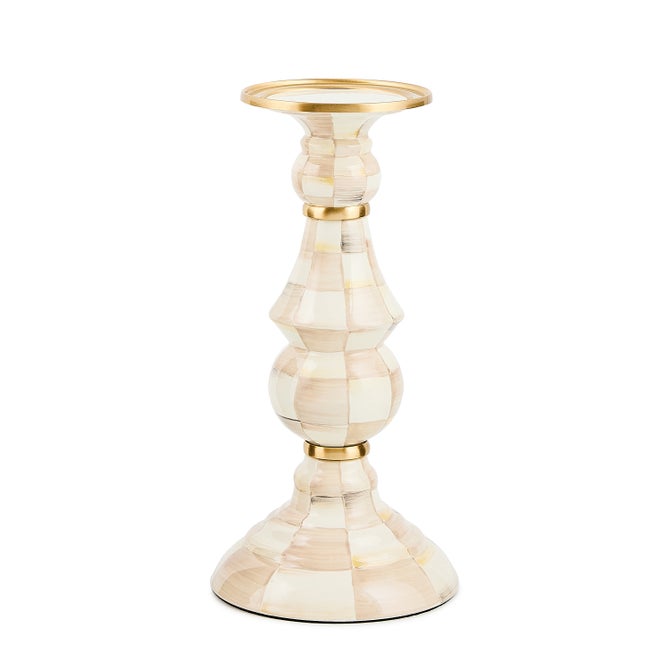 Mocha Check Large Pillar Candlestick - {current_domain}