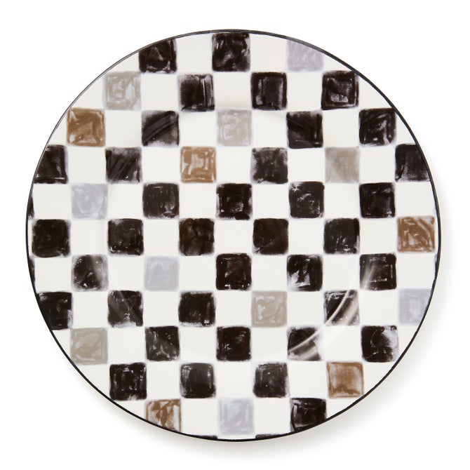 Black Check Round Platter - {current_domain}