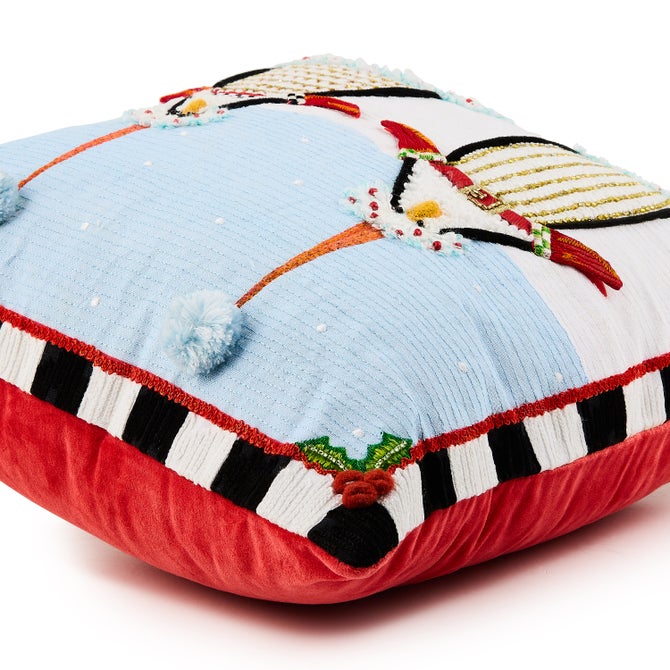 Patience Brewster Santa Penguins Throw Pillow - {current_domain}