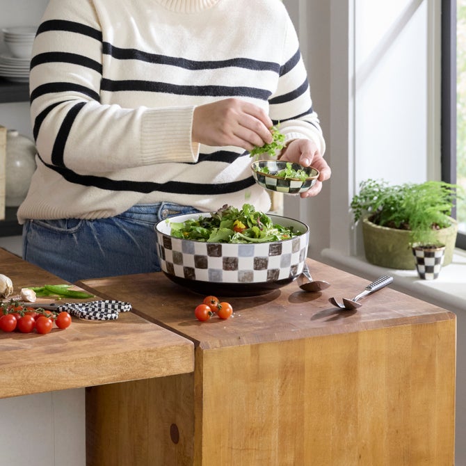 Stoneware Check Serving Bowl - {current_domain}