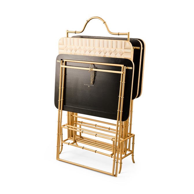 Mocha Check Cocktail Trays, Set of 4 - {current_domain}