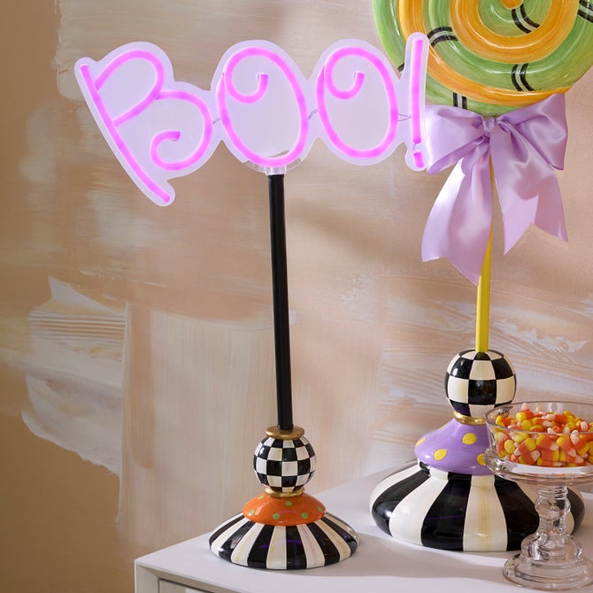 Pedestal Illuminated Neon Boo Sign - {current_domain}