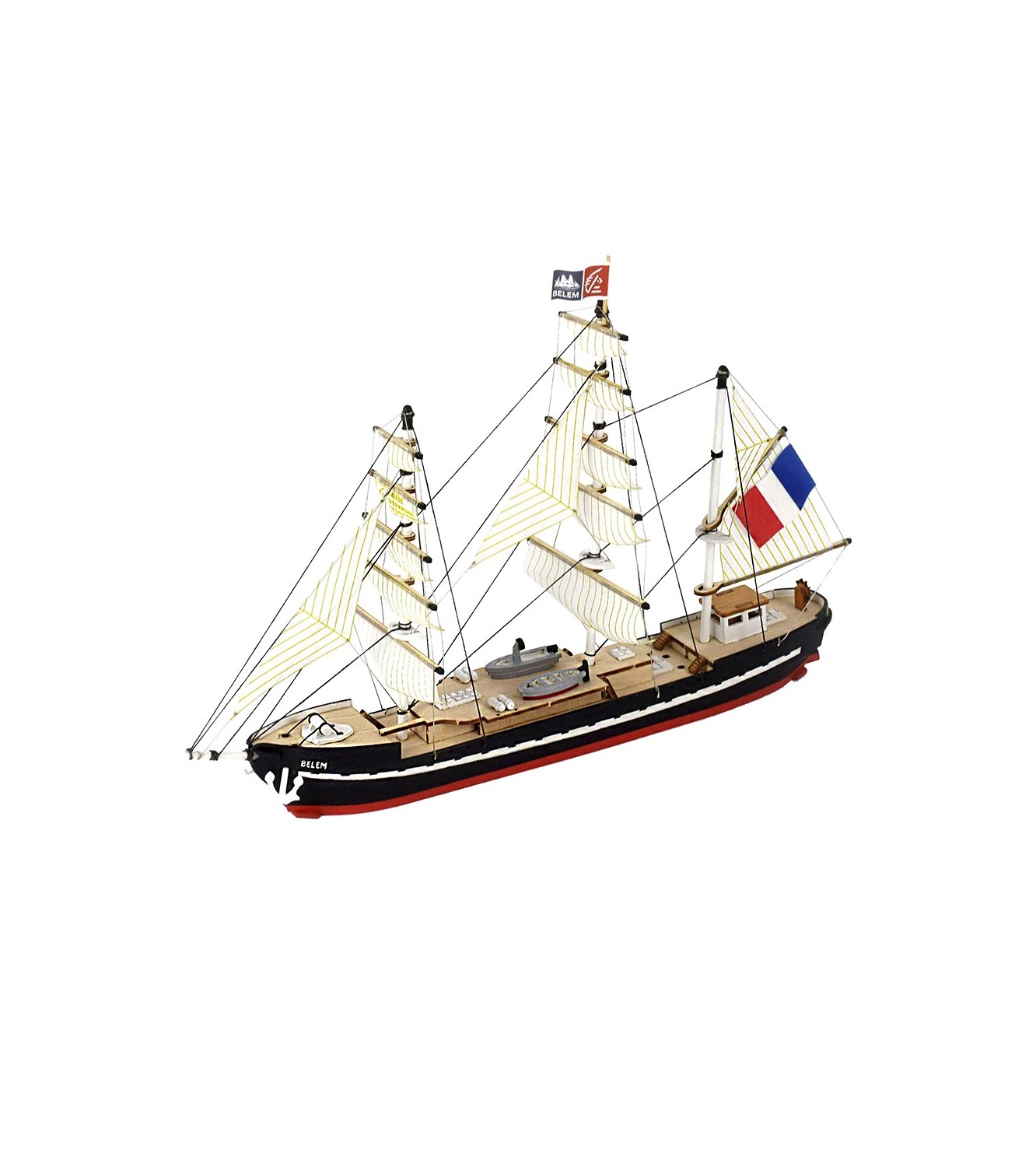 Training Ship Belem Easy Kit. Wooden Model Ship with Paints