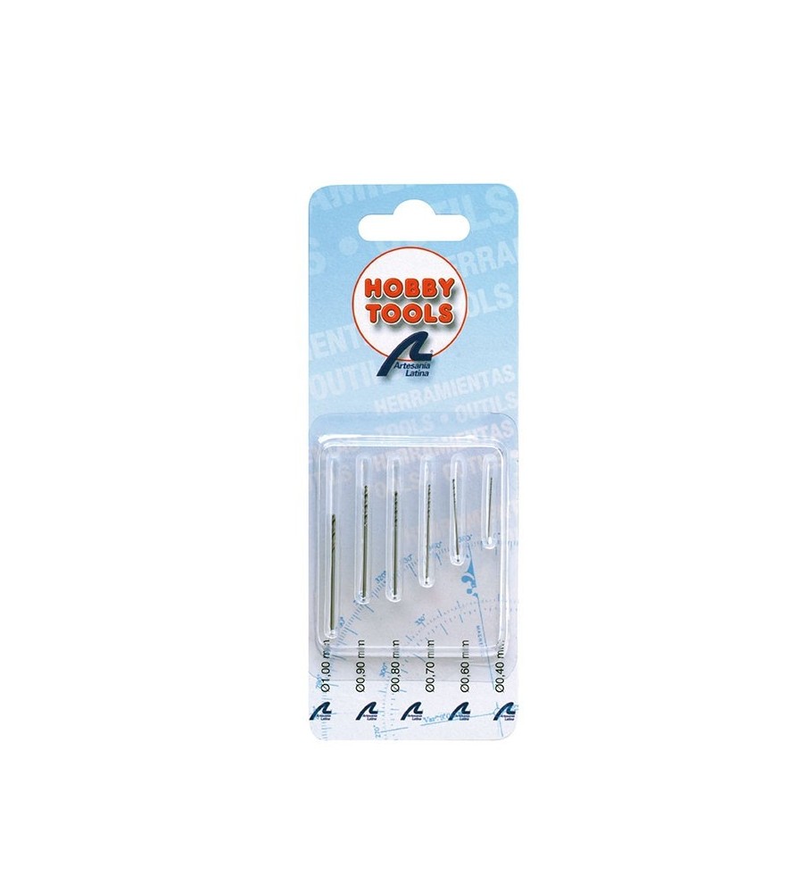 Set 6 HSS Mini Bits 0.4 mm to 1 mm (0.015" to 0.039") for Drills