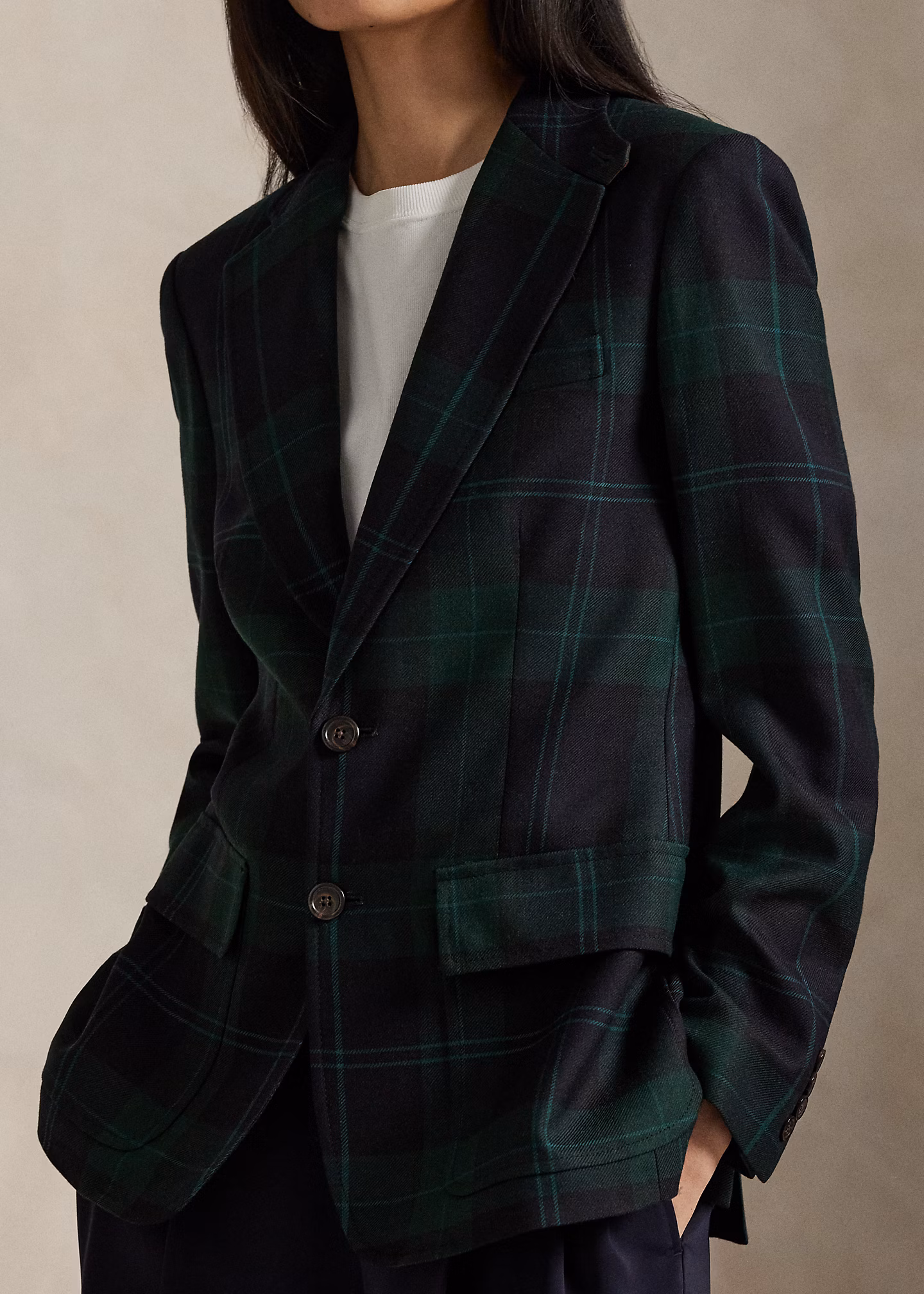 Einreihiger Wollblazer mit Karomuster - RALPH LAUREN OUTLET