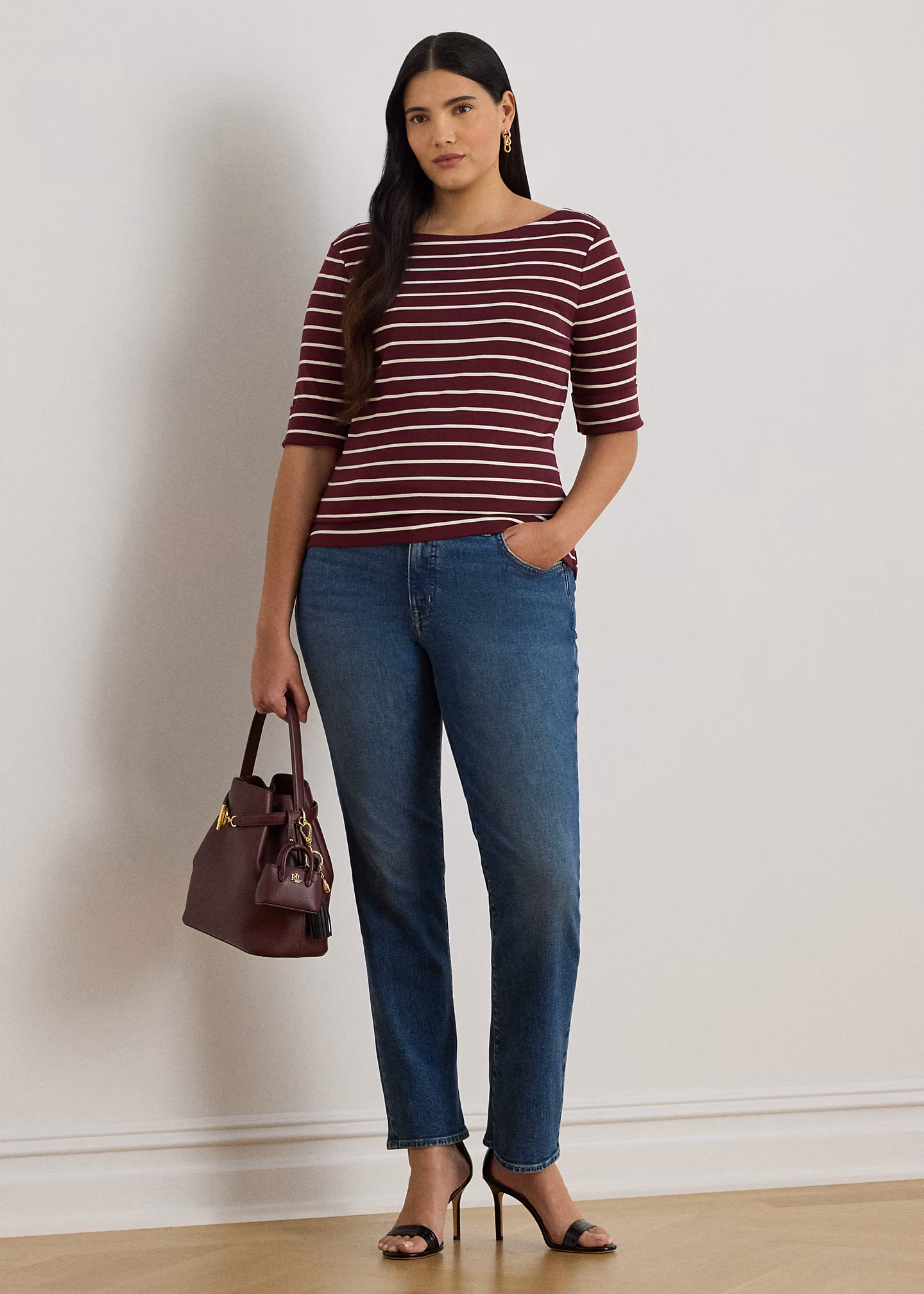 Baumwoll-T-Shirt mit U-Boot-Ausschnitt - RALPH LAUREN OUTLET